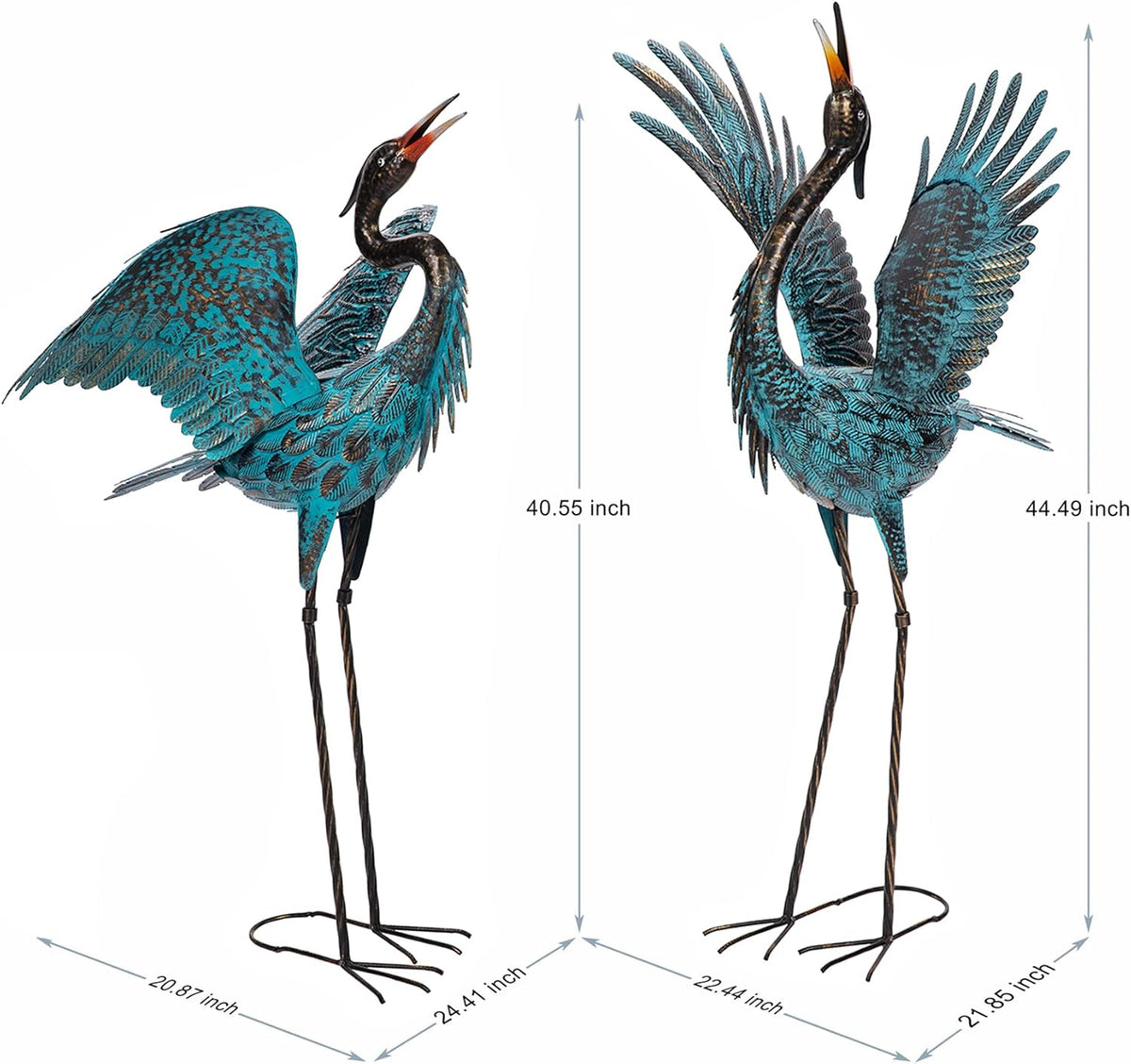 Natelf Garden Crane Sculptures & Statues, Blue Heron Decor Outdoor Large Bird Yard Art, Standing