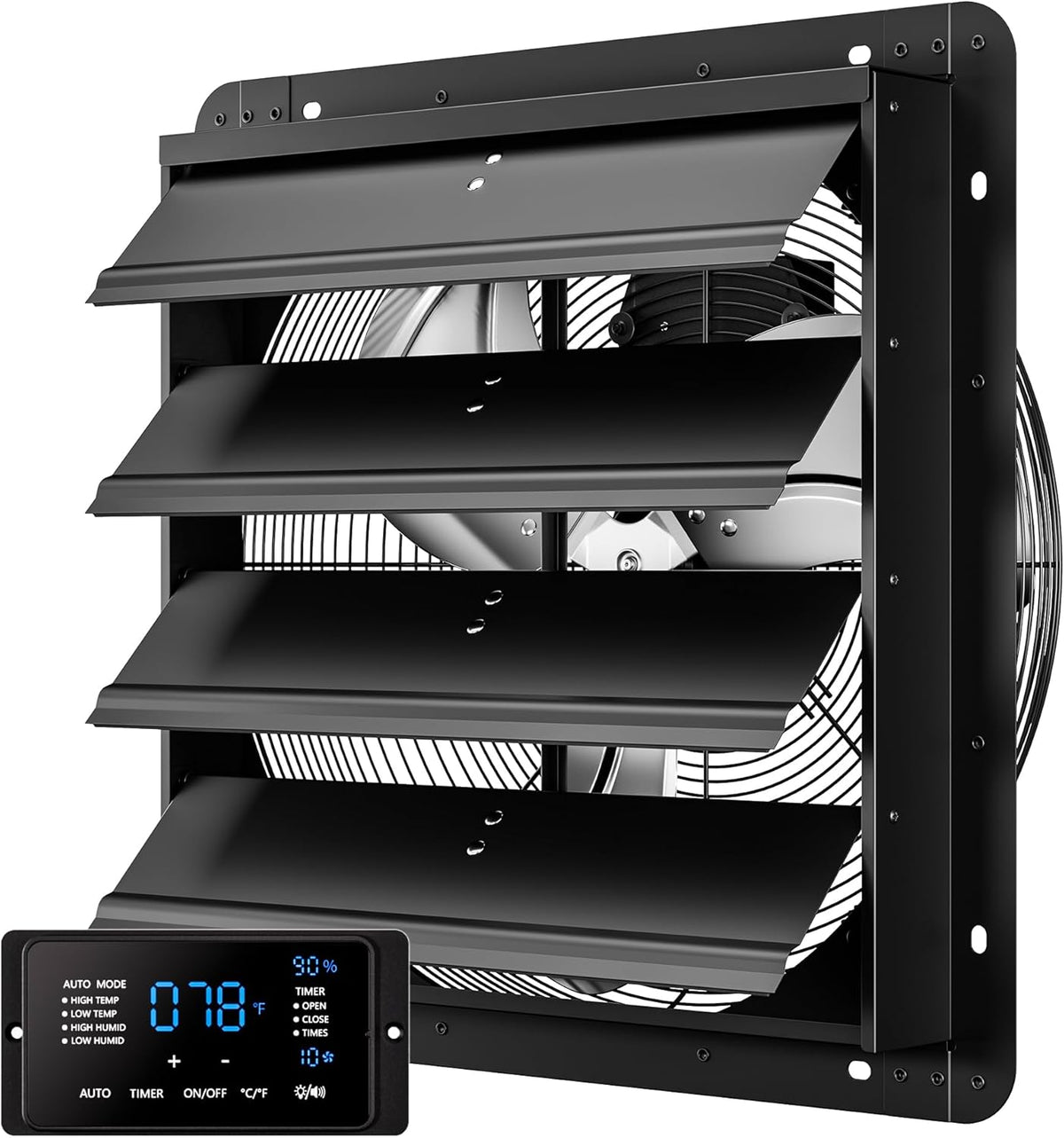 18 Inch EC Motor Shutter Exhaust Fan, 6 Inch Large Touchscreen Controller for Temp Humidity and