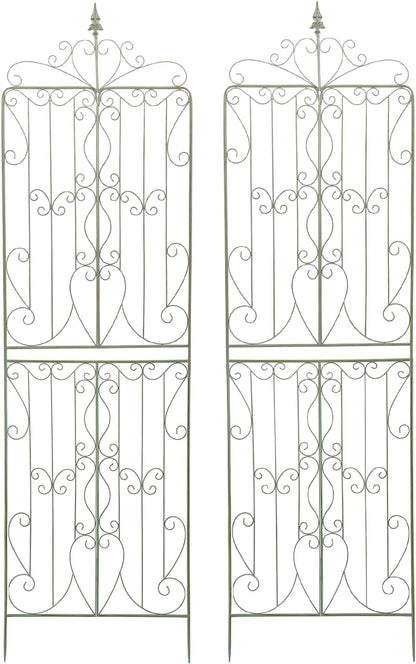 Sungmor 2 Pack Large Garden Trellis for Climbing Plants, 92.5 Inch Tall Rustic Green Garden Metal