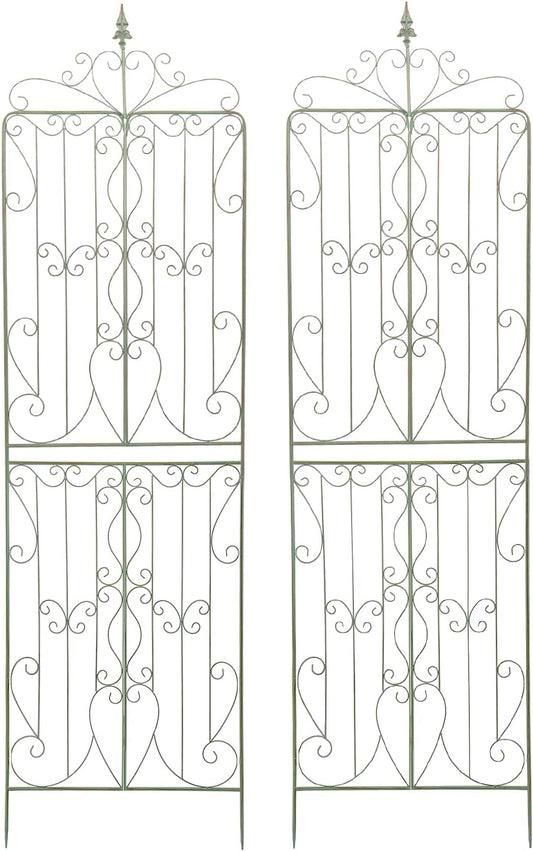Sungmor 2 Pack Large Garden Trellis for Climbing Plants, 92.5 Inch Tall Rustic Green Garden Metal