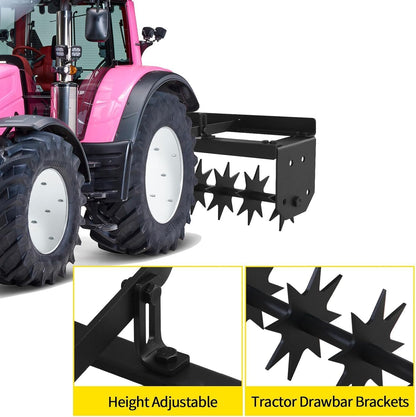 Tow Behind Lawn Aerator, 32" Heavy-Duty Core Aerator Tool, Manual Lawn Aerator, Plug Aerator with