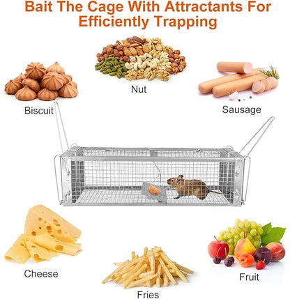 Moclever Humane Live Rat Trap – Dual-Door Rodent Cage with High-Sensitivity Gravity Pedal
