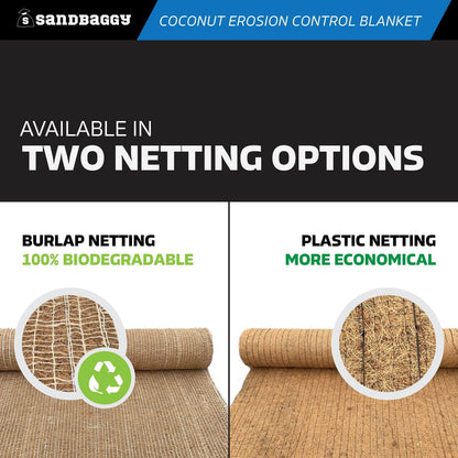 Sandbaggy Coconut Erosion Control Blanket – 3.75 ft x 120 ft Coir Mat for Soil Retention, Slope