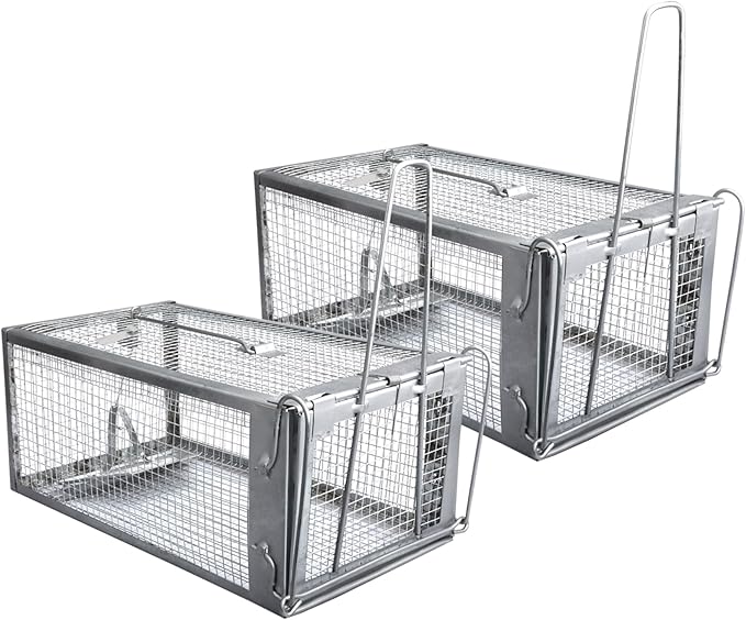 Gingbau 2-Pack Rat Traps Live Chipmunk Trap Cages for Indoor and Outdoor Use