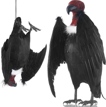 Tenceur 1 Piece Faux Vulture Effigy 18'' Large Fake Vulture Decoys Simulated Full Feathered