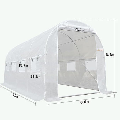 KING BIRD Premium 15x6.6x6.6FT Greenhouse for Outdoors, Large Walk-in Upgraded Galvanized Metal