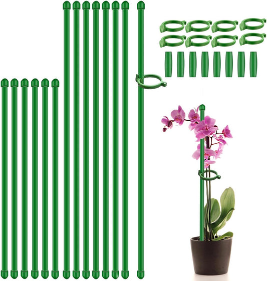 Plant Stakes 17inch &11inch SupKing Adjustable Length Plant Support Stake 16Pcs Green Orchid Stick