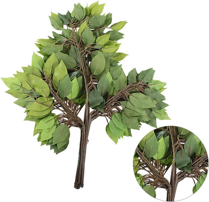 GTIDEA 12 Pcs Ficus Tree Leaves Branches Artificial Greenery Stems Silk Green Leaves Plants for