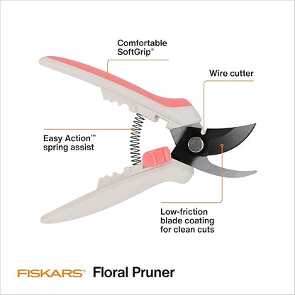 Fiskars Floral Pruning Shears, Gardener Gifts Women, Plant Cutting Scissors for Flowers, Spring