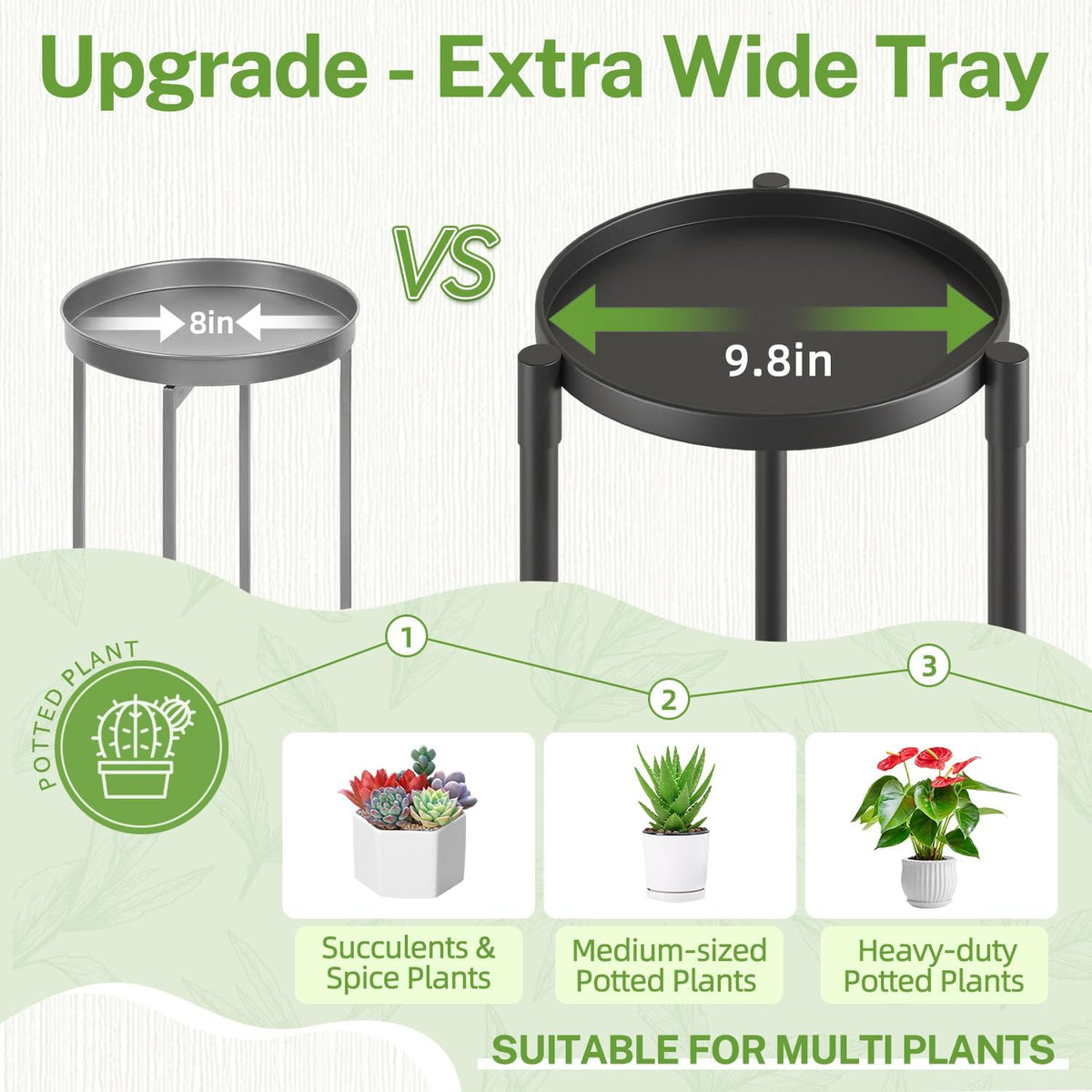 iDavosic.ly 3 Tier Plant Stand Indoor with 10 Inch Wide Tray, Vertical Corner Metal Outdoor Flower