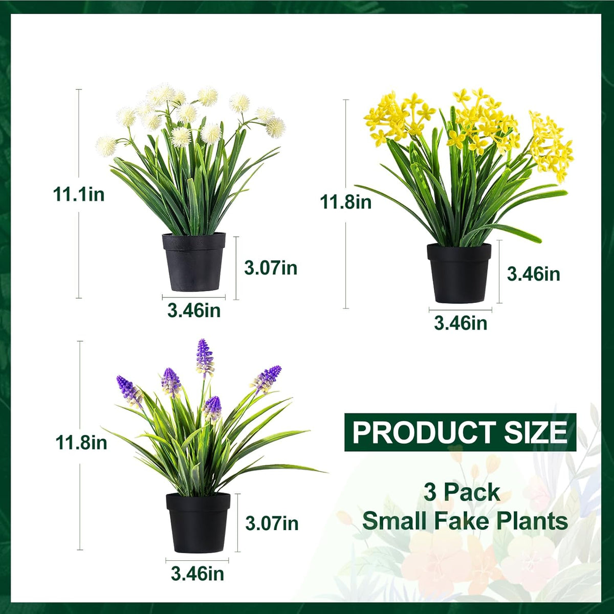 3 Pack Fake Small Plant Artificial Potted Flowers for Home Decor Fake Flower Plant Greenery Mini