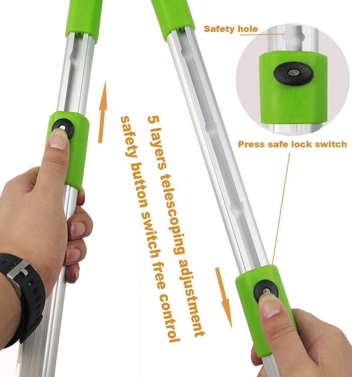 Heavy Duty Anvil & Bypass Lopper with Telescopic Handle (26-41 Inch) - 5-Layer Adjustable Garden