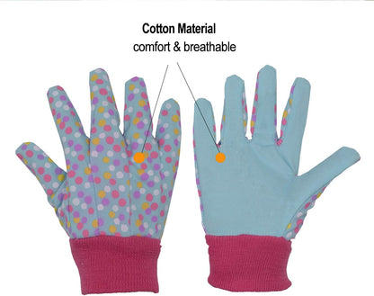HANDLANDY 2 Pairs Kids Gardening Gloves, Girls Boys Children Garden Work Play Gloves (Pink