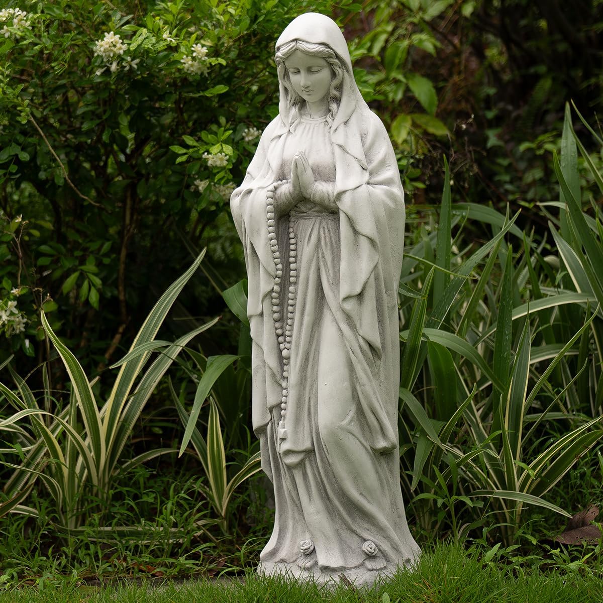 Outdoor Virgin Mary Statue, Large Garden Sculptures for Outside, Tall Praying Mother Religious