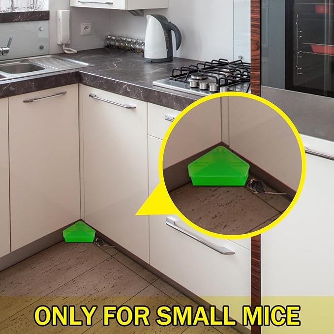 Qualirey 24 Pcs Mice Station with Key Triangle Bait Station Reusable Rodent Trap Bait Box, Keeps