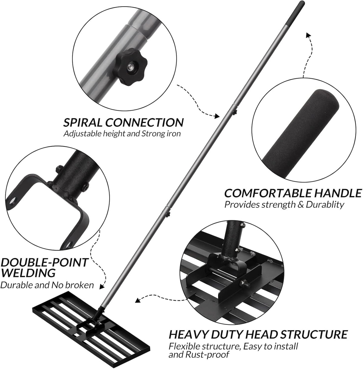 Walensee Lawn Leveling Rake, 7FT 30"x10" Levelawn Tool, Heavy Duty Effort Saving Lawn Level Tool