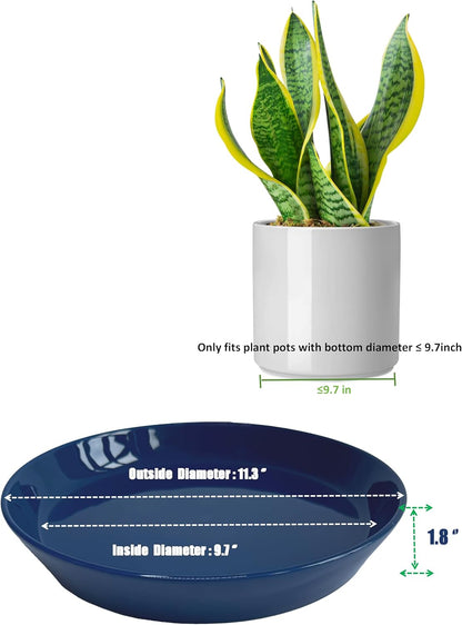 Ceramic Plant Saucers, 10 Inch (11 Inch) Plant Trays, Durable Round Glazed Ceramic Flower Plant