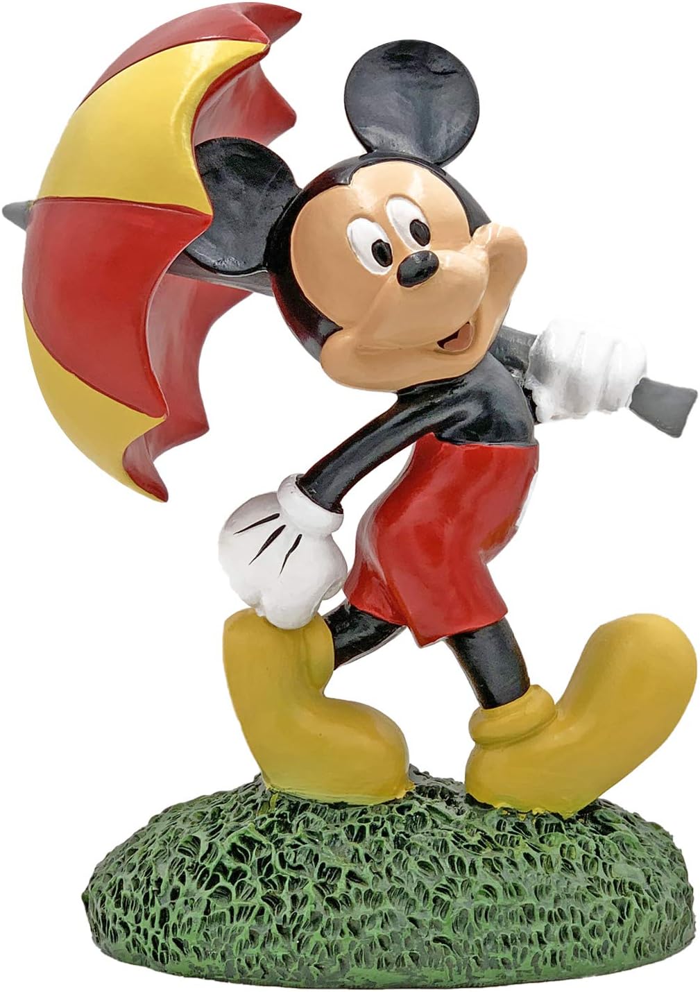 Disney Mickey Mouse Umbrella Everyday Outdoor Garden Statue, 8 inches Tall, Officially Licensed