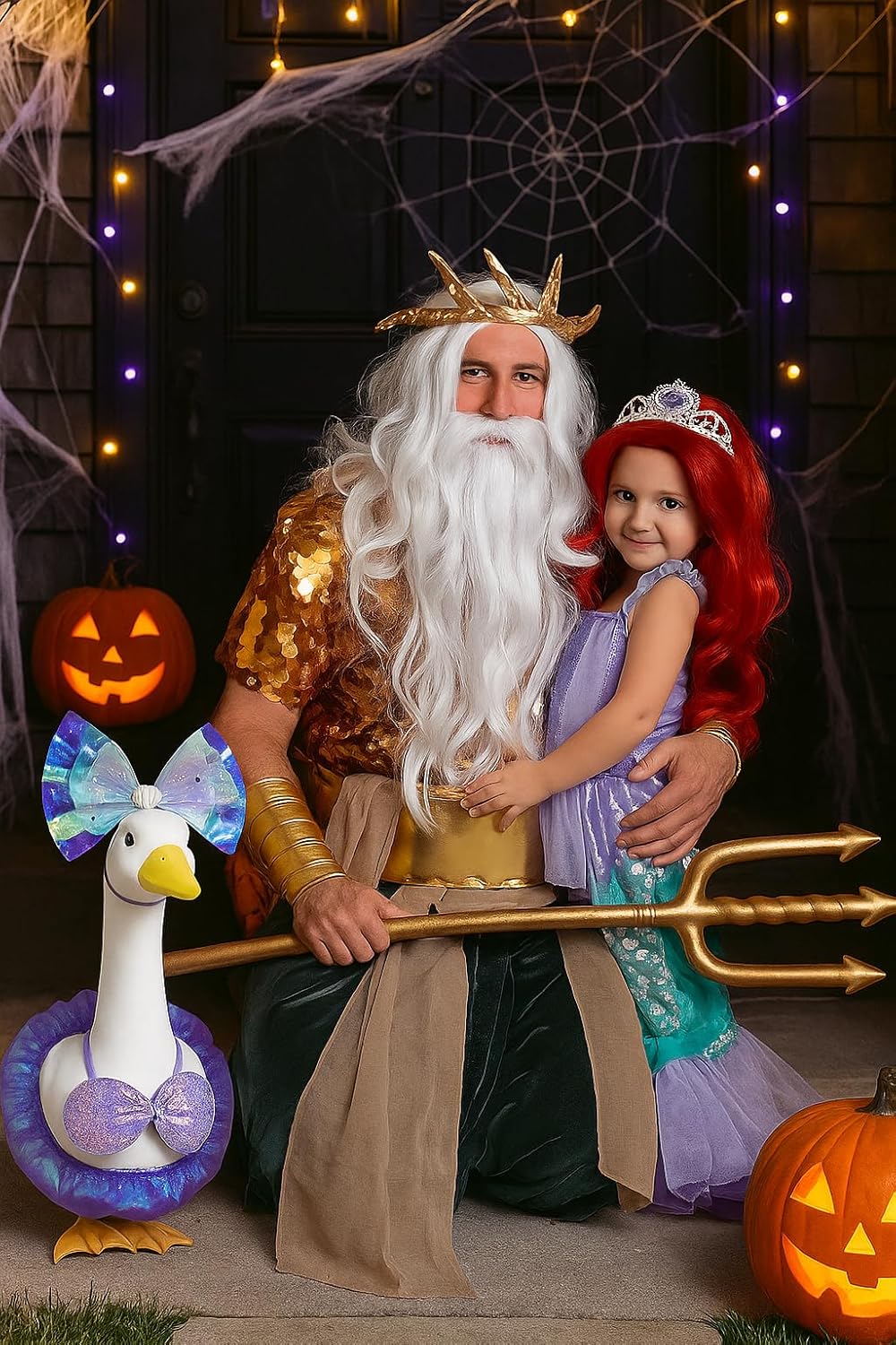 Mermaid Goose Outfit, 23-inch Halloween Porch Goose Outfit. Cute Goose Clothes for Cement Goose