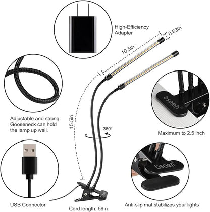 bseah Grow Light Plant Light Indoor Plants, Full Spectrum Clip Plant Growing Lamp, 10-Level