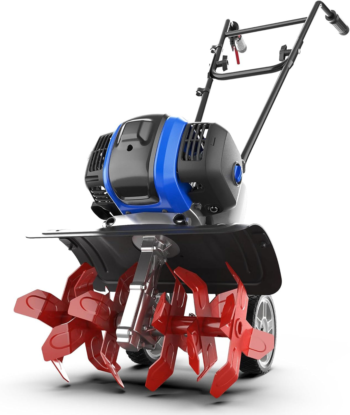 WILD BADGER POWER Garden Tiller 53cc Mini Cultivator 15 inch Powerful Liftable Booster Rod Tilling