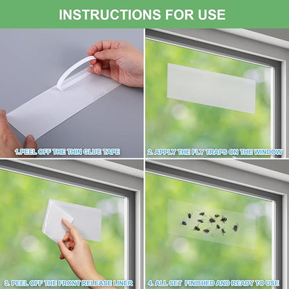 80 Pack Window Fly Traps Sticky,Clear Fly Paper Indoor for Home,Window Sticky Traps Fruit and