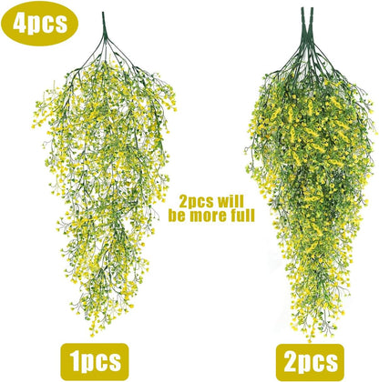 RECUTMS 4Pcs Artificial Hanging Ferns Plants with 30 Lights Fake Ivy Vine Faux Greenery Garland for