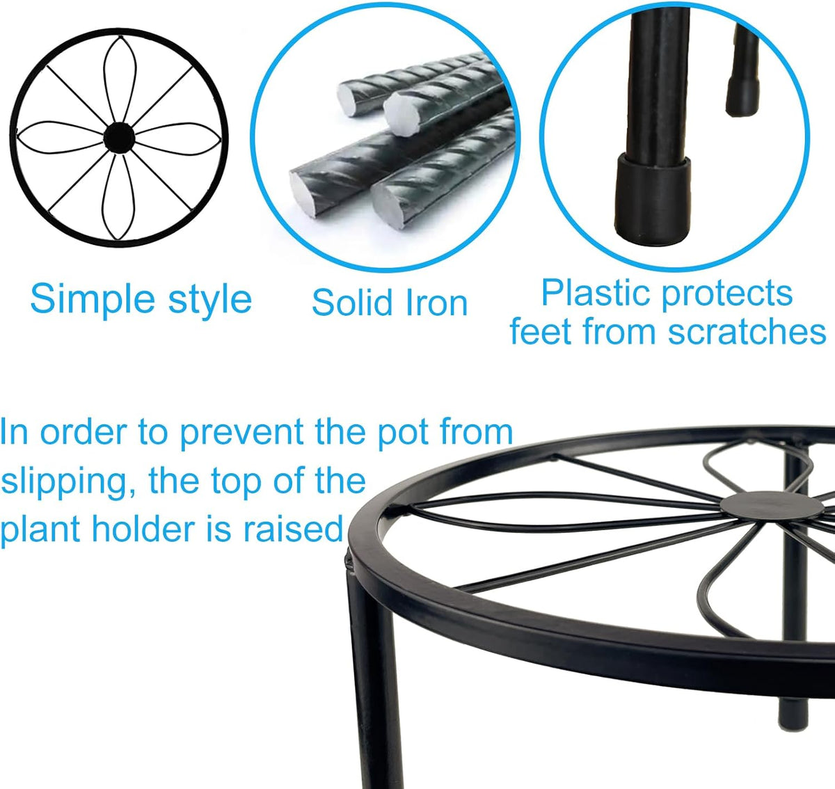 5 Packs Metal Plant Stand Indoor, Outdoor Black Plant Stand for Multiple Plant, Rustproof Iron