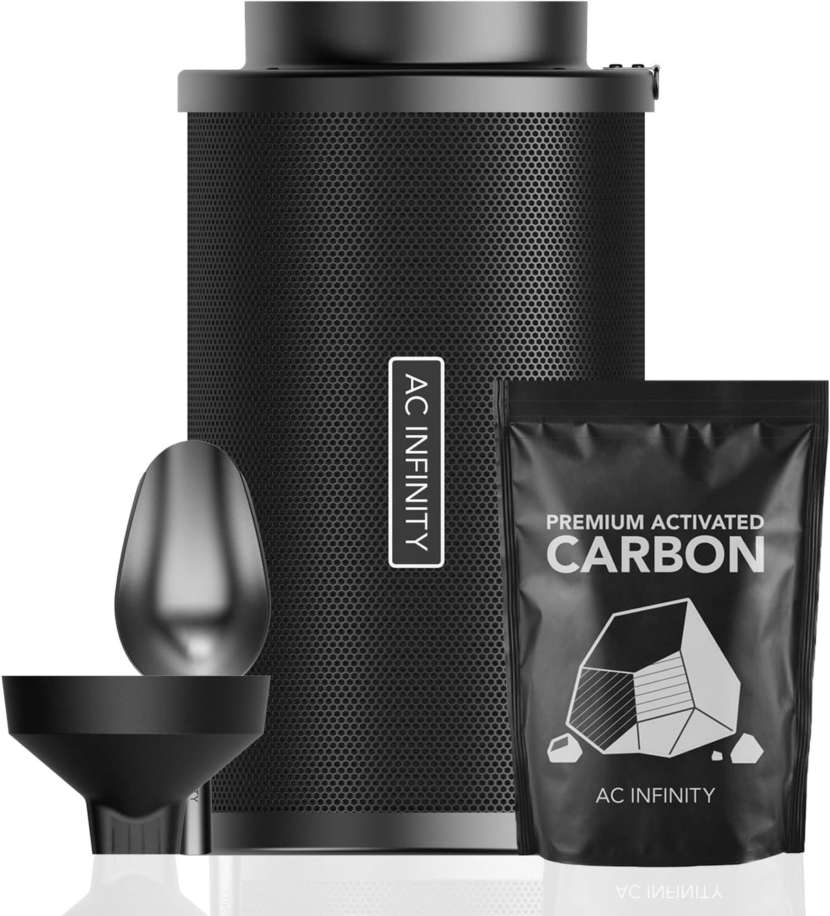 AC Infinity Refillable Carbon Filter Kit 8” with Additional Refill, Odor Removal Air Scrubber For