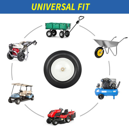 14.5" Wheelbarrow Flat Free Tire, Fits 4.80/4.00-8, 3.50/2.50-8, 4.00-6, 4.00-8, Wheelbarrow
