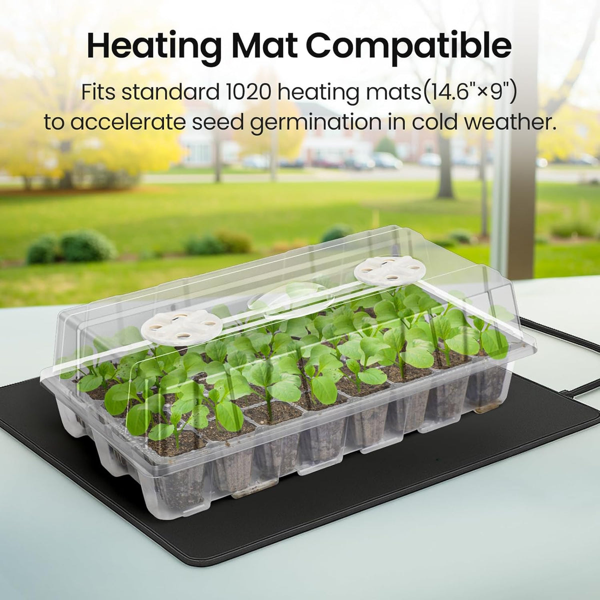 Bonviee 2-Pack Seed Starter Tray with Plant Light, Elevated Seedling Starter Trays Kits with