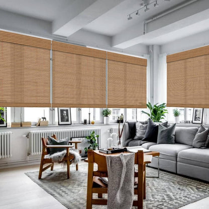 LETAU Cordless Wood Window Roller Shades, Bamboo Light Filtering Window Blinds for Indoor Home