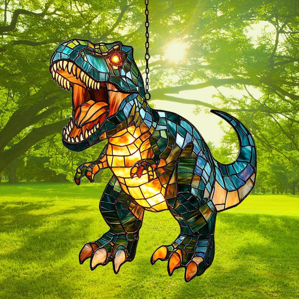 Fierce T-rex Acrylic Suncatcher Stained Glass Effect Window Car Hanging Christmas Ornament Indoor