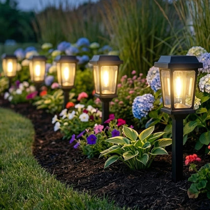 DOESLAG 12 Pack Solar Lights Outdoor, Modern Solar Pathway Lights Outdoor, Waterproof Auto On/Off