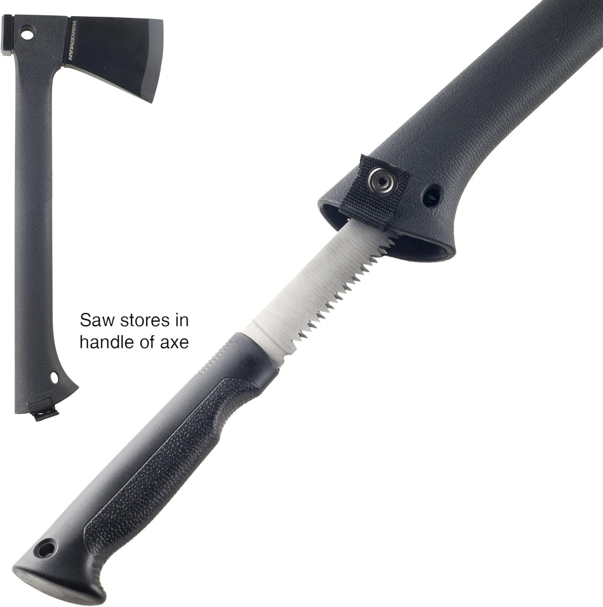 Camping Hand Axe and Survival Gear - Lightweight Hatchet with Nested Serrated Wood Saw Knife and