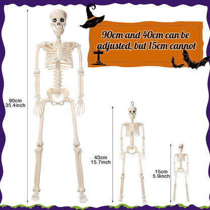 11 Pcs Halloween Skeleton Decorations Realistic Full Body Movable Joints Halloween Plastic Skeleton