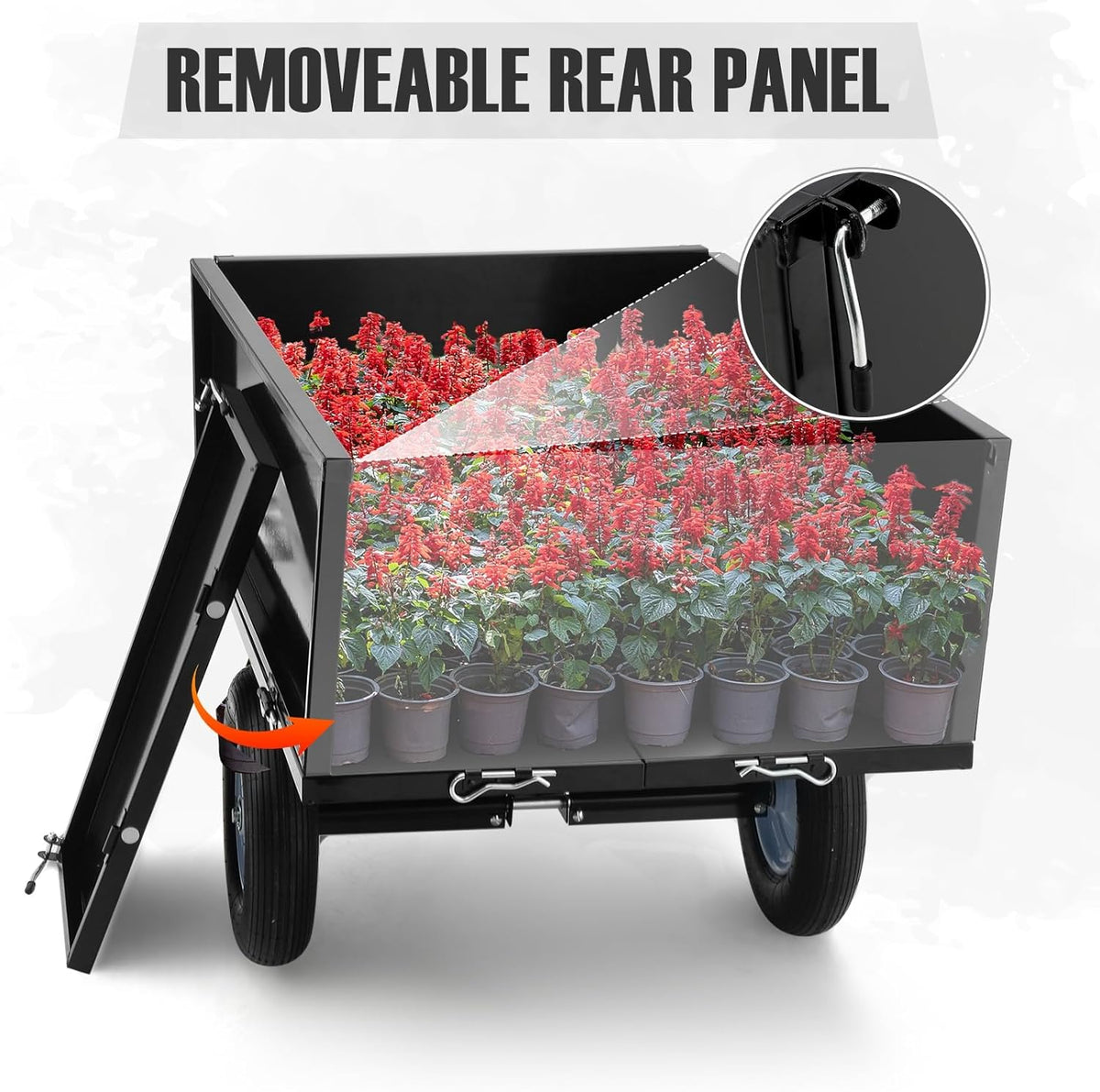 Heavy Duty Steel Dump Trailer, 500 LBS/11.4 Cu.Ft Capacity Garden Dump Cart for Lawn Mower, Utility