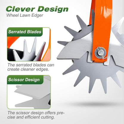 Walensee Wheel Rotary Edger, 69.7 Inch Hand Manual Edger Lawn Tool with Adjustable Stainless Steel