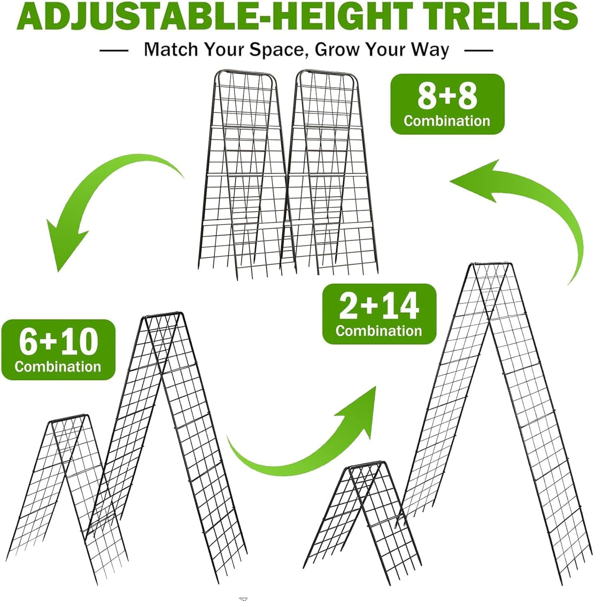 Heavy Duty 50"x17" Adjustable A-Frame Trellis for Climbing Plants – Rust-Proof Metal Garden Trellis