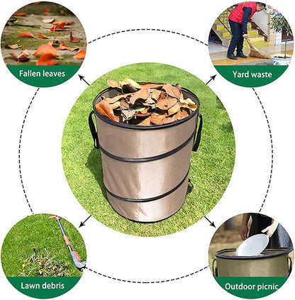 37.8L Collapsible Leaf Trash Can, Heavy Duty Lawn and Leaf Bag with Handle Locking Design Outdoor