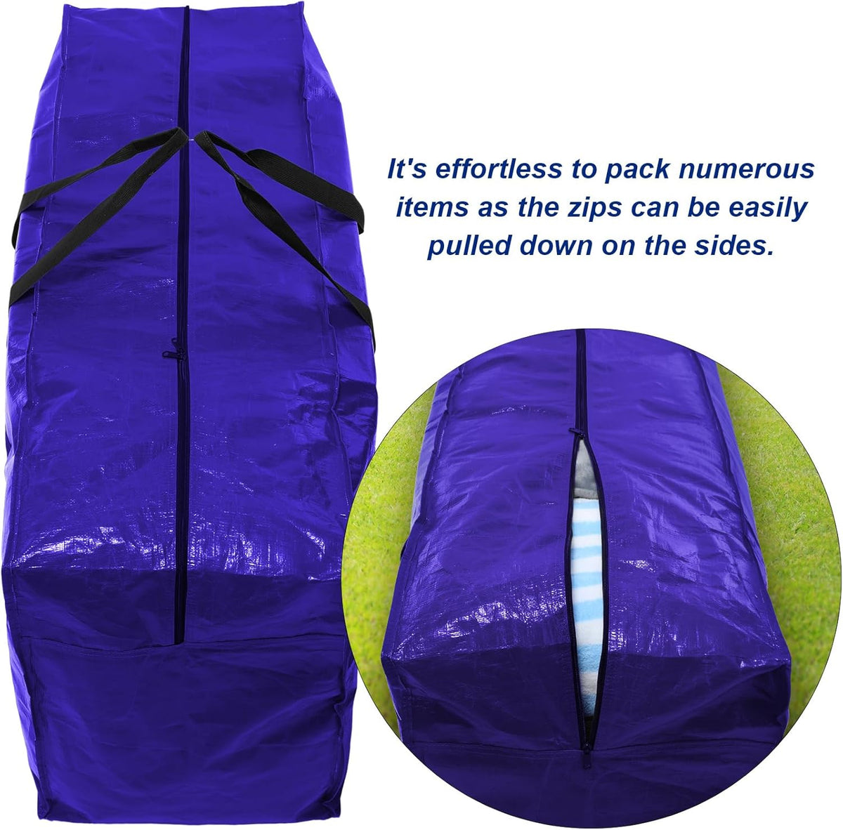4 Pcs 66 Gallon Large Moving Bags with Zipper and Handles Foldable Storage Duffle Bags Heavy Duty