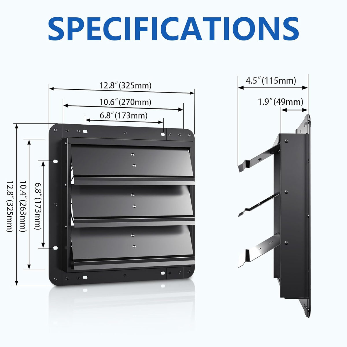 10 Inch Aluminum Automatic Shutter Louver Vent (No Fan Blades and Motor) for Home Attics