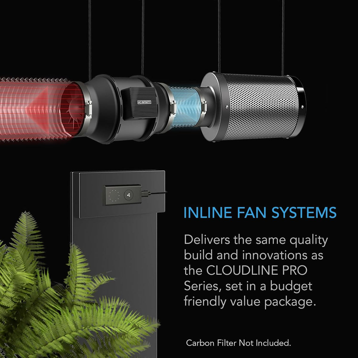 AC Infinity CLOUDLINE A8, Quiet 8" Inline Duct Fan with Speed Controller, EC Motor - Ventilation