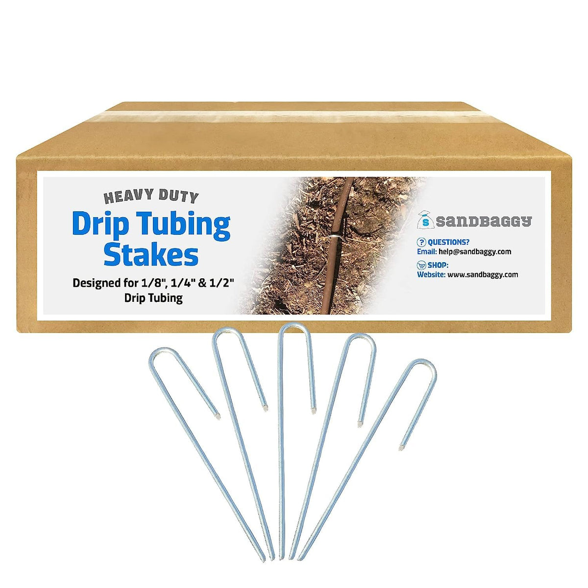 Sandbaggy DRIP TUBING Stakes Landscape Staples | 5 inch Length | Drip Anchors | Landscape Pins |