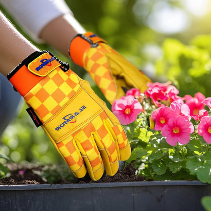 Leather-Gardening-Gloves for Women,Thorn-Proof Work-Gloves for Weeding,Digging,Planting,Pruning