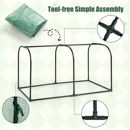 Happygrill Portable Mini Greenhouse, 47" x 22" x 24" Green House w/ Roll-up Zipper Door, Metal