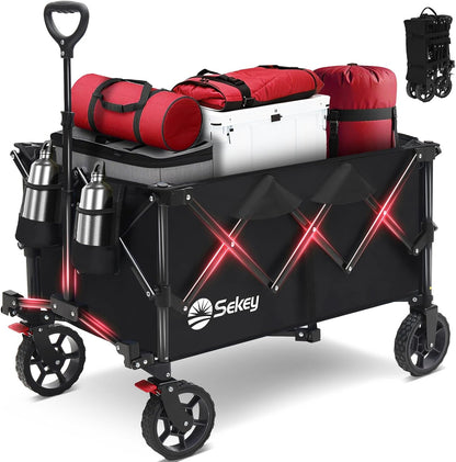Sekey Collapsible Foldable Wagon with 330lbs Weight Capacity, Heavy Duty Folding Wagon Cart with