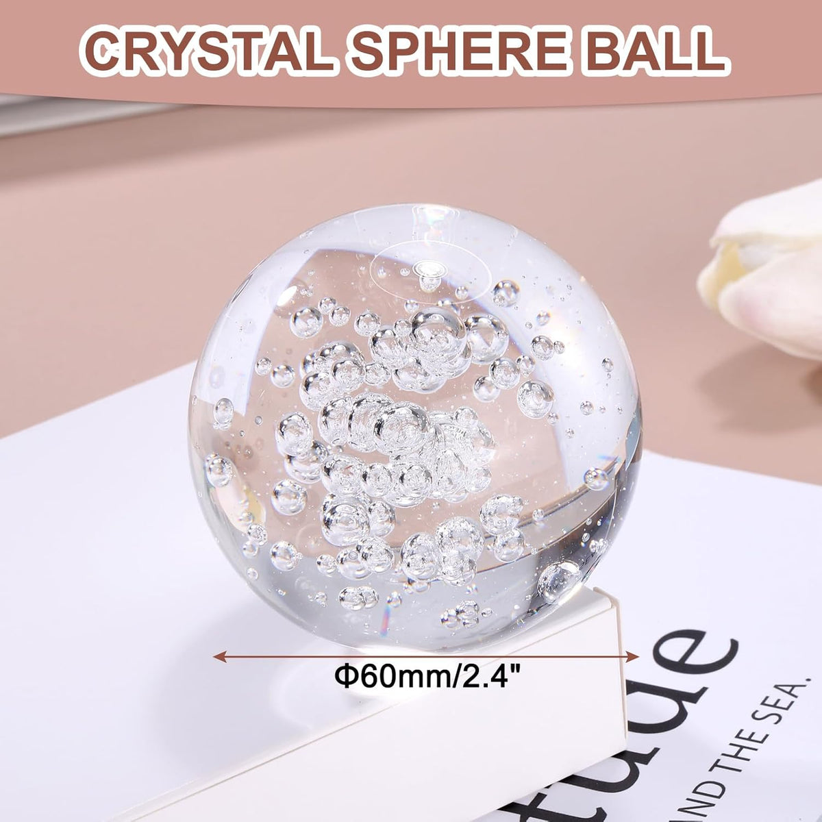 uxcell 60mm/2.4" Crystal Sphere Ball Bubble Glass Solid Decorative Sphere Crystal Ball Prop
