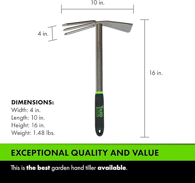 Yard Butler Terra Garden Hand Tools - Weeding Hand Tiller Tool for Efficient Gardening - Weed