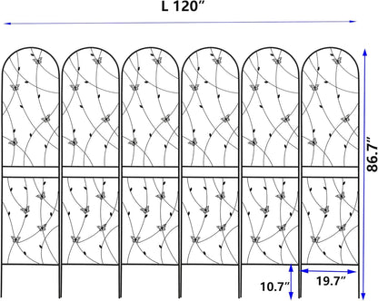 6 Pack Metal Garden Trellis 86.7" Tall Outdoor Climbing Plant Support for Roses, Flowers, Rustproof